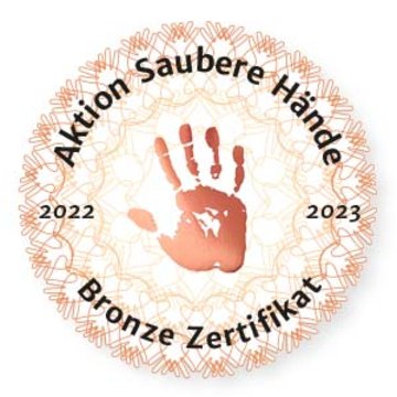Auszeichnung Bronze-Zertifikat Saubere Hände